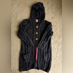 Mini Boden Dark Gray Hooded Cable Knit Cardigan